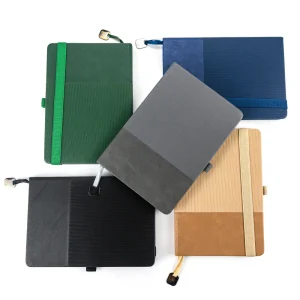 Hard Cover PU Notebooks in A5 Size with Metal Plate Bookmark